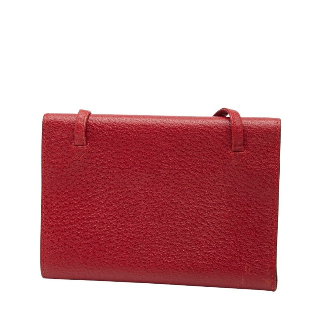 Gucci Red Color Leather Chain/Shoulder Wallet (Pre-Owned)