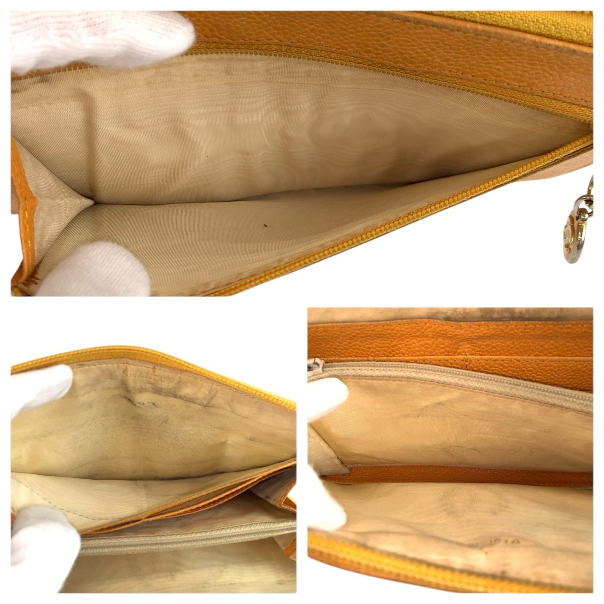 Chanel Yellow Leather Long Wallet (Bi-Fold) (Pre-Owned)