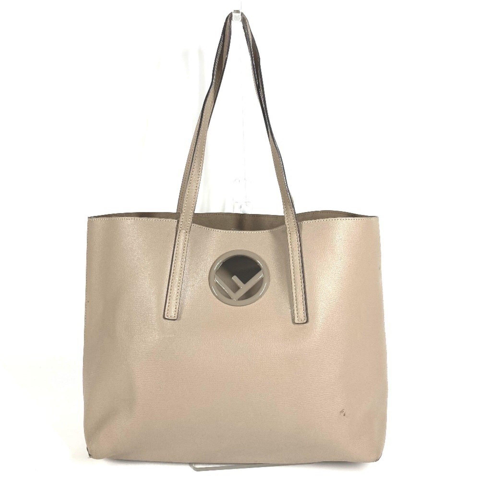 Fendi Beige Leather Handbag Shoulder Bag Tote Bag (Pre-Owned)