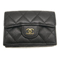 Chanel Black Grained Calfskin Wallet (Tri-Fold) (Pre-Owned)