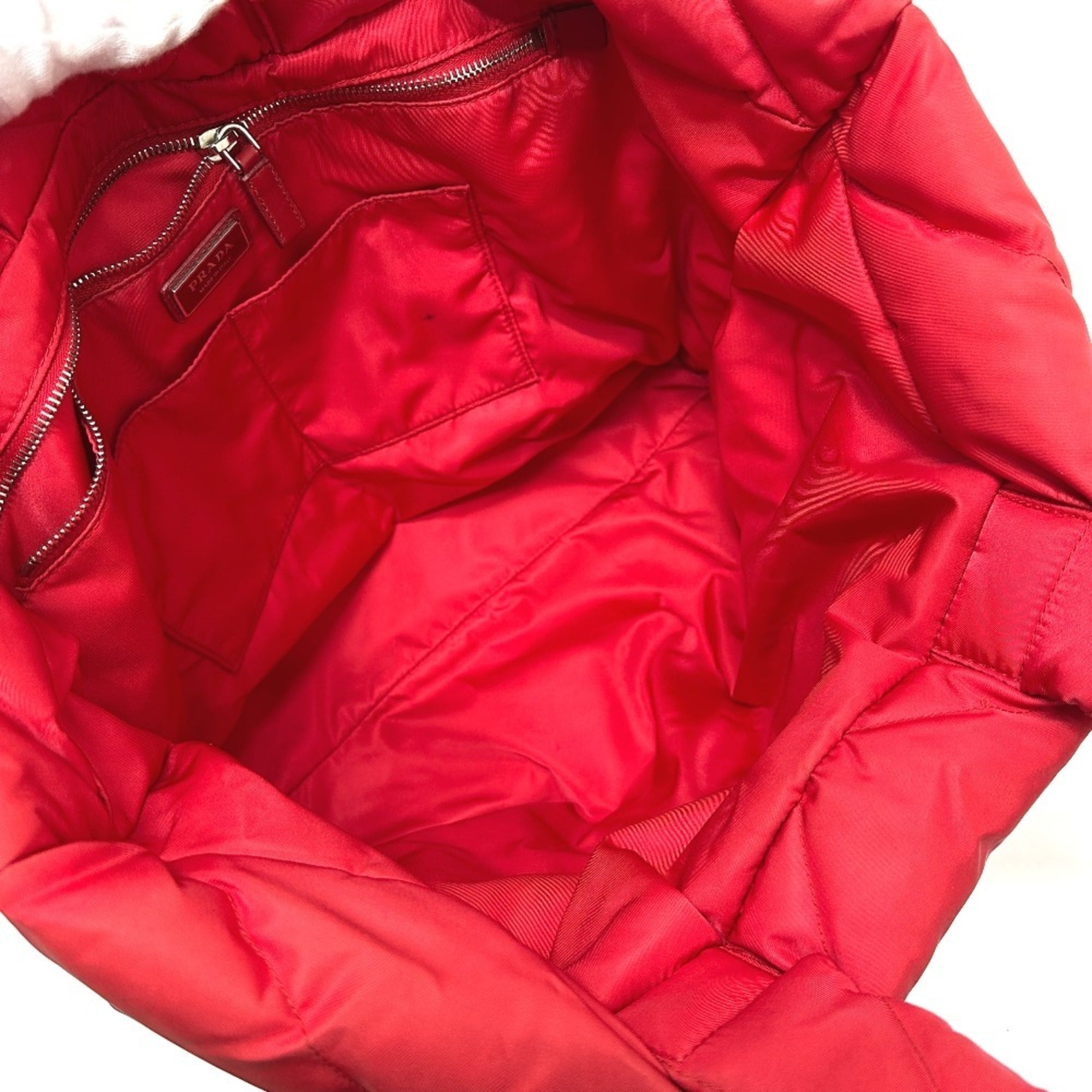 Prada Red Color Nylon Tote Bag (Pre-Owned)