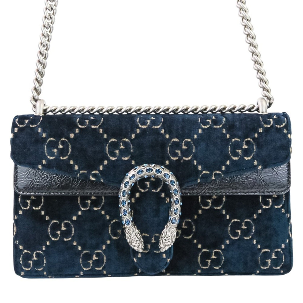 Gucci Navy Velvet Shoulder Bag (Pre-Owned)