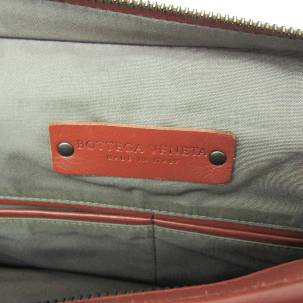 Bottega Veneta Soft Slim Briefcase Intrecciato Nappa Red Leather Briefcase Bag (Pre-Owned)