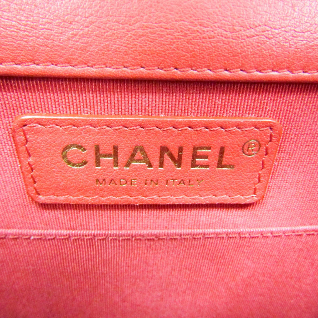 Chanel Boy Chanel Red Color Leather Shoulder Bag (Pre-Owned)