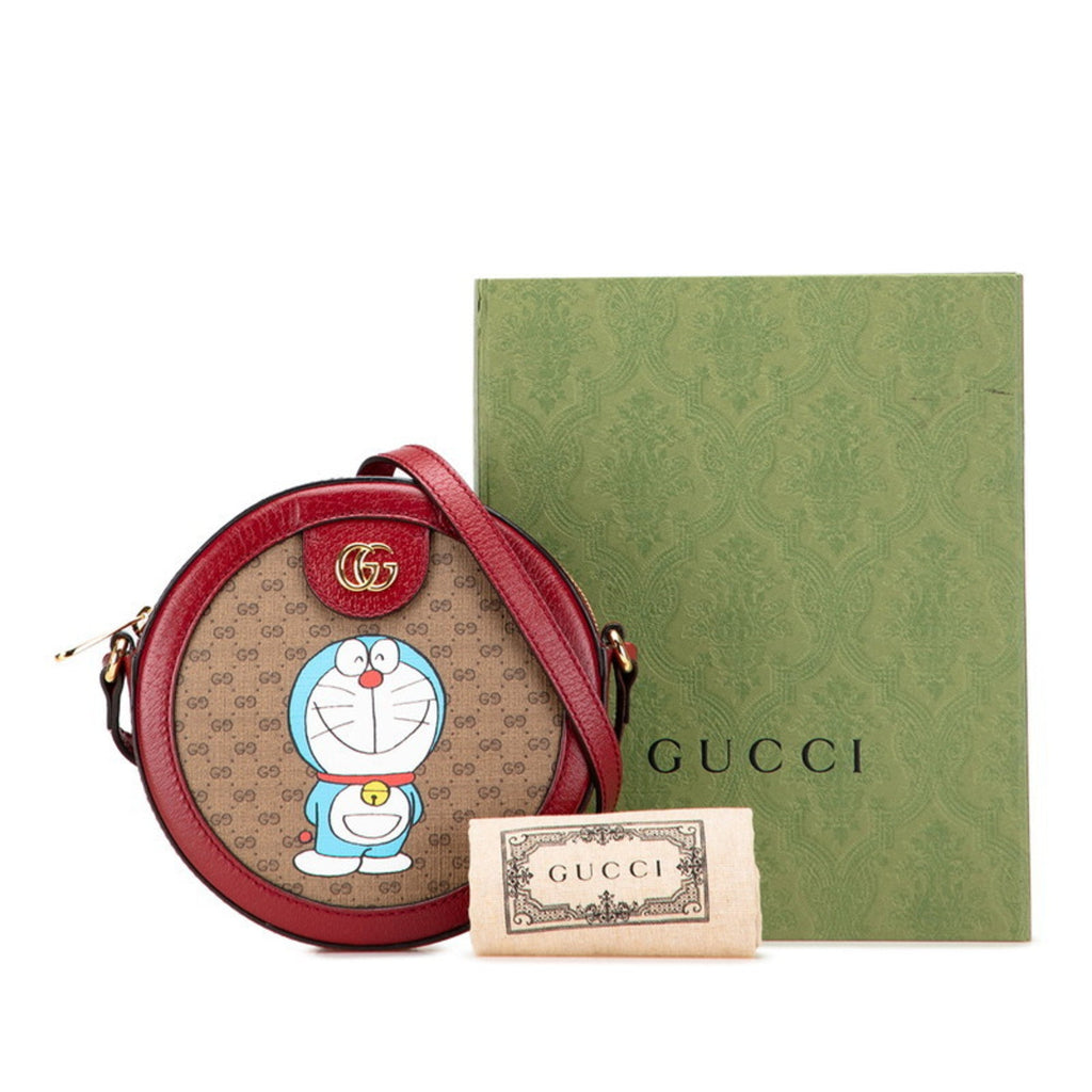 Gucci Brown Red Color Pvc Leather Shoulder Bag (Pre-Owned)