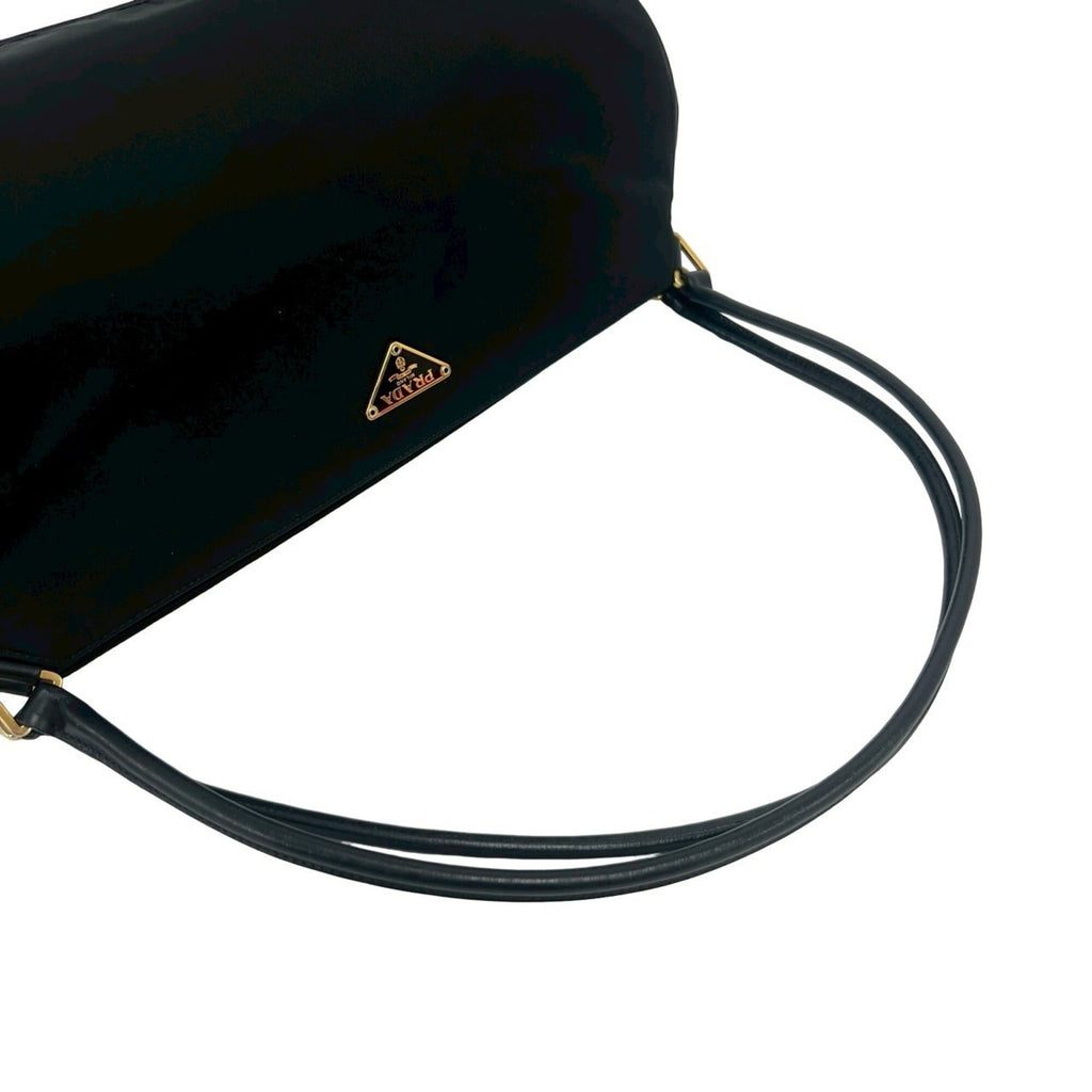 Prada Black Nylon Leather Handbag Shoulder Bag Tote Bag (Pre-Owned)