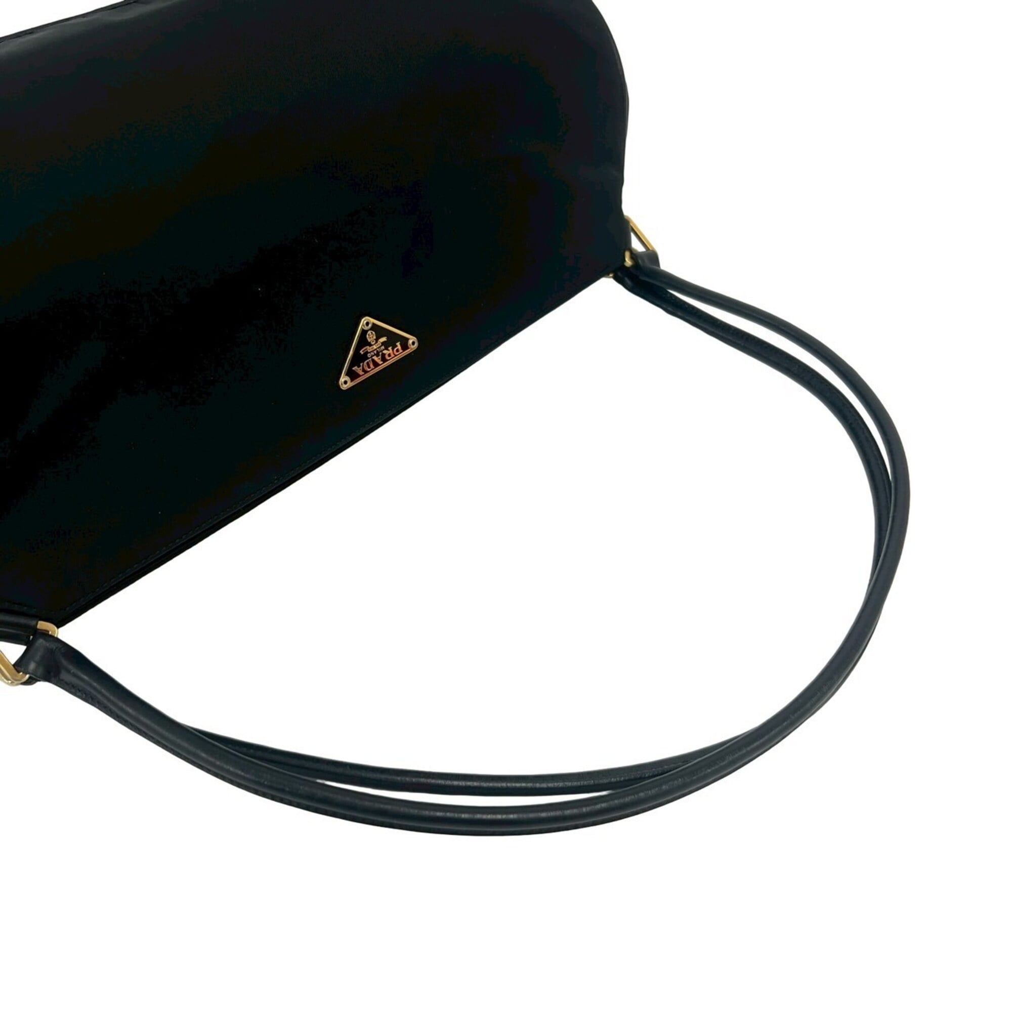 Prada Black Nylon Leather Handbag Shoulder Bag Tote Bag (Pre-Owned)