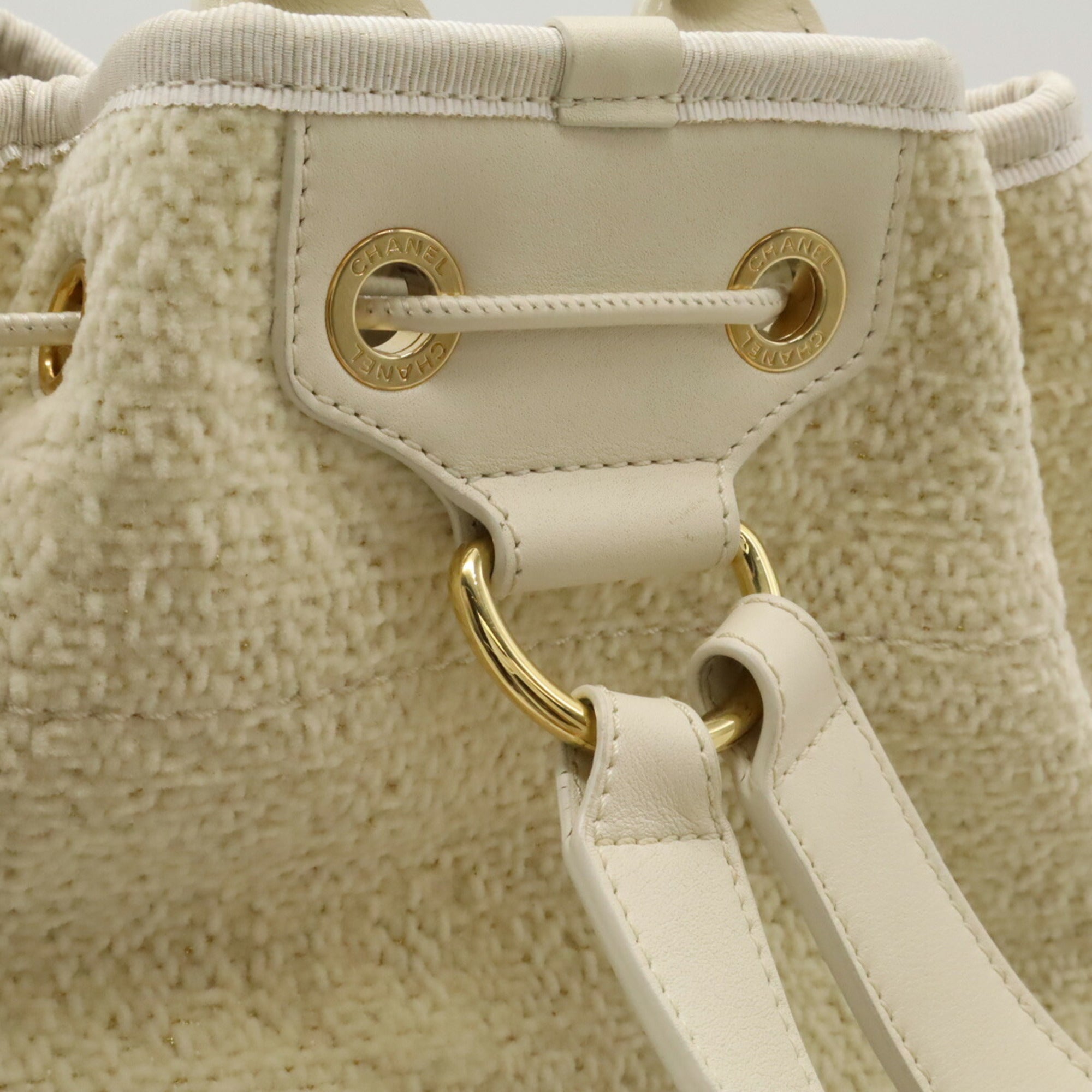 Chanel Ivory Light Beige Leather Backpack Shoulder Bag (Pre-Owned)