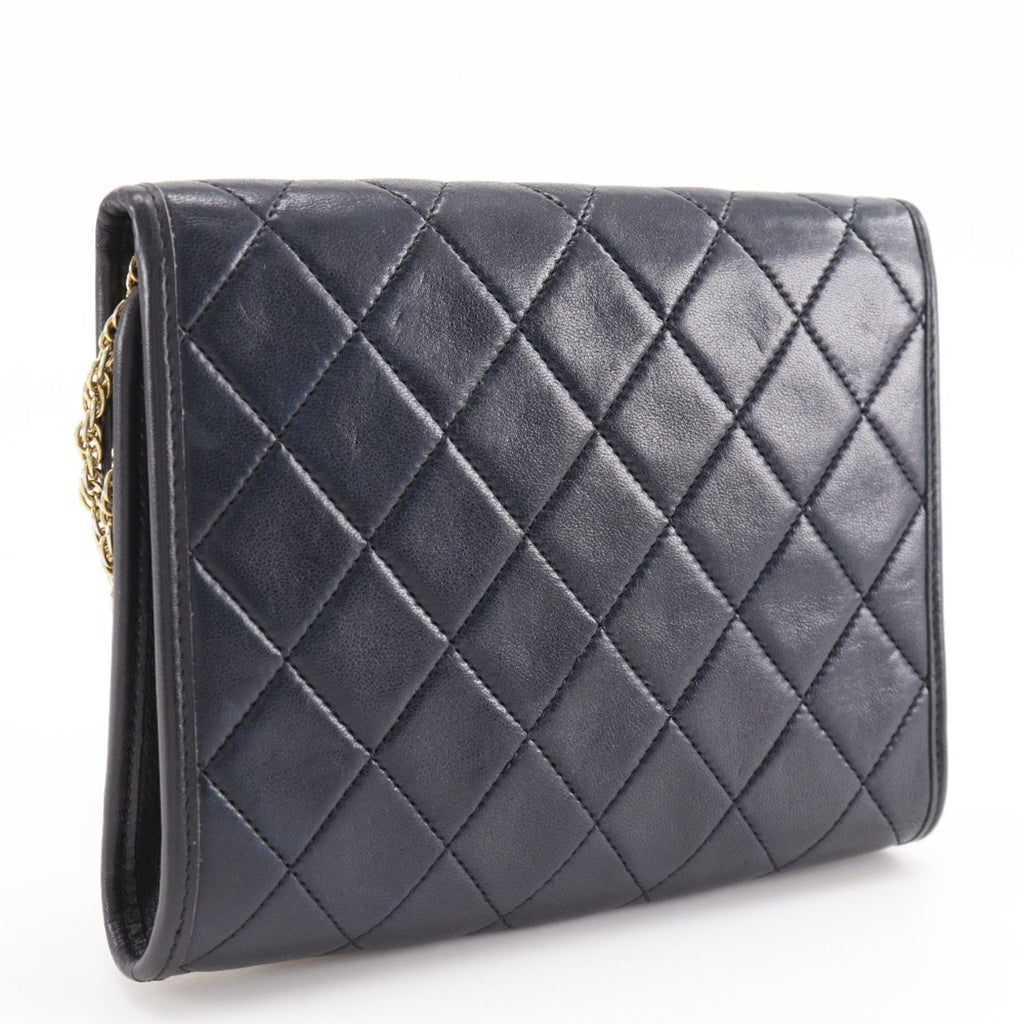 Chanel Black Leather Pochette Shoulder Bag (Pre-Owned)