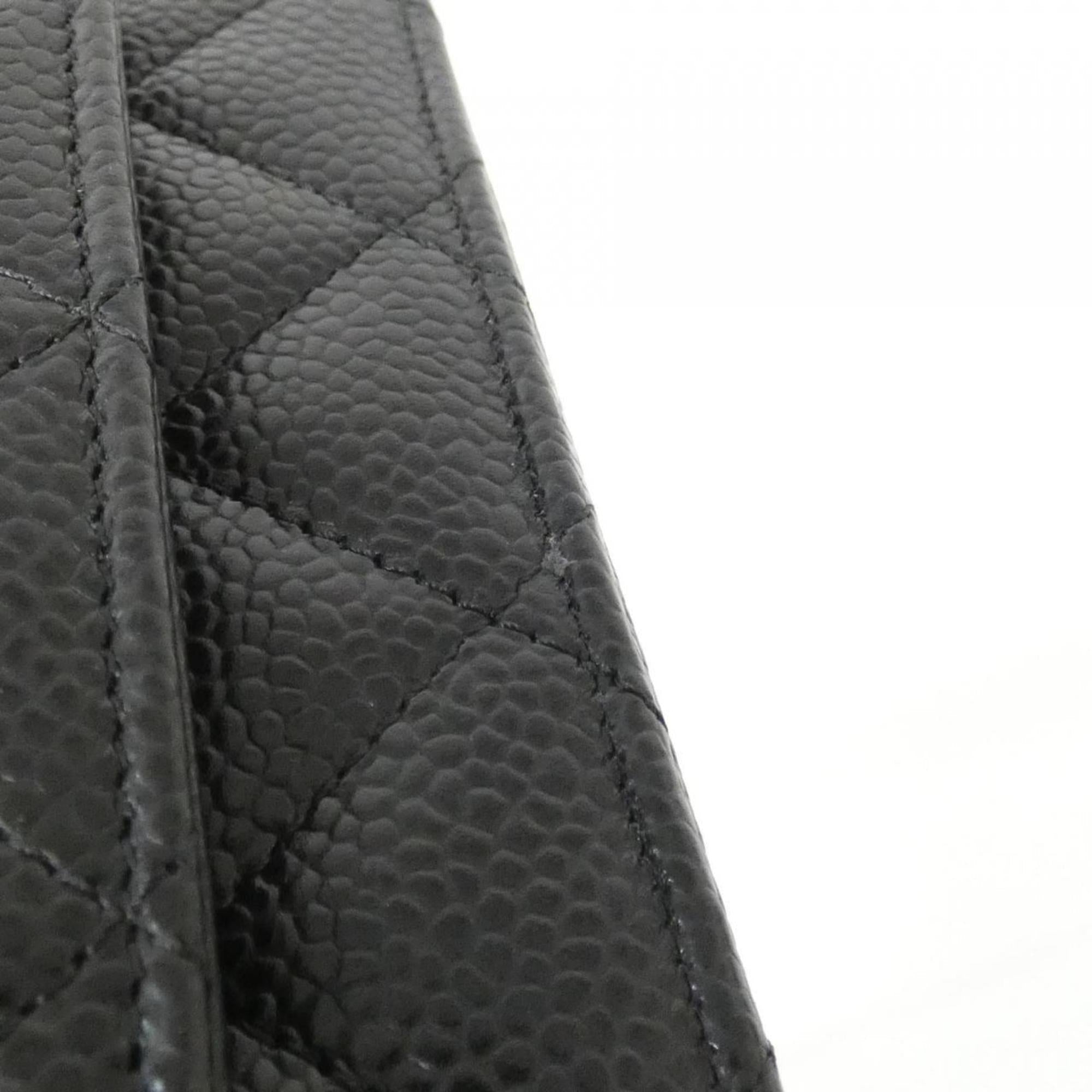 Chanel Black Bordeaux Grained Calfskin Chain/Shoulder Wallet (Pre-Owned)
