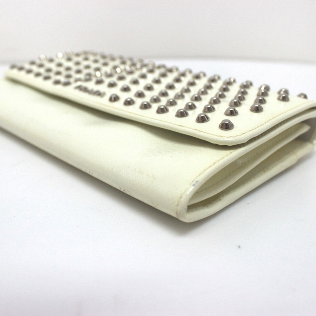 Prada White Leather Long Wallet (Bi-Fold) (Pre-Owned)