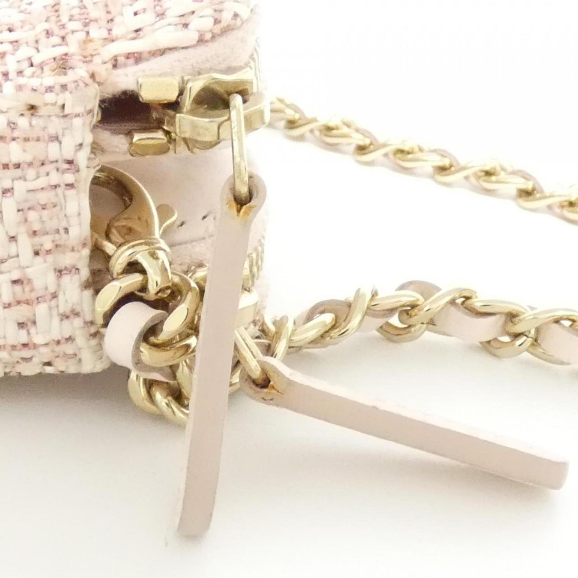 Chanel Pink Canvas Nylon Chain/Shoulder Wallet (Pre-Owned)