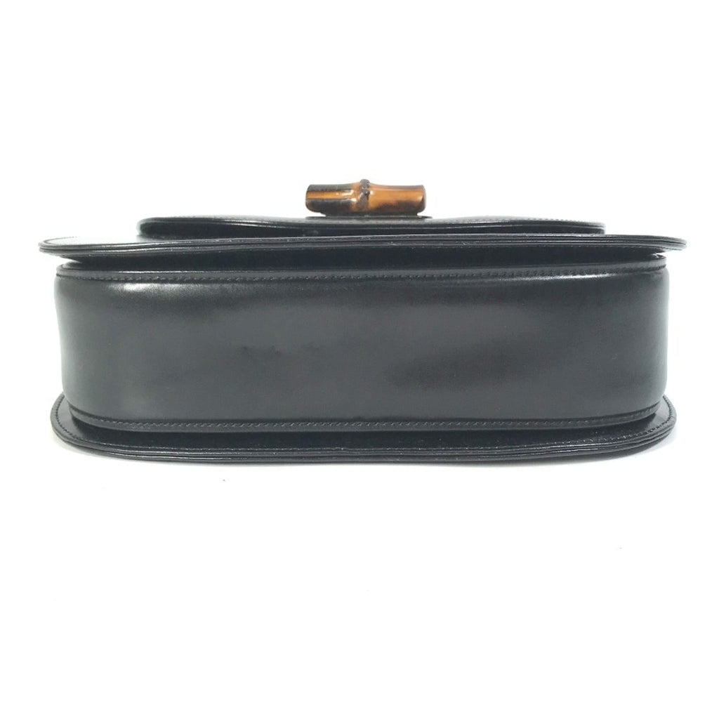 Gucci Black Leather Bamboo Handbag (Pre-Owned)