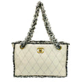 Chanel Beige Black Tweed Leather Tote Bag (Pre-Owned)