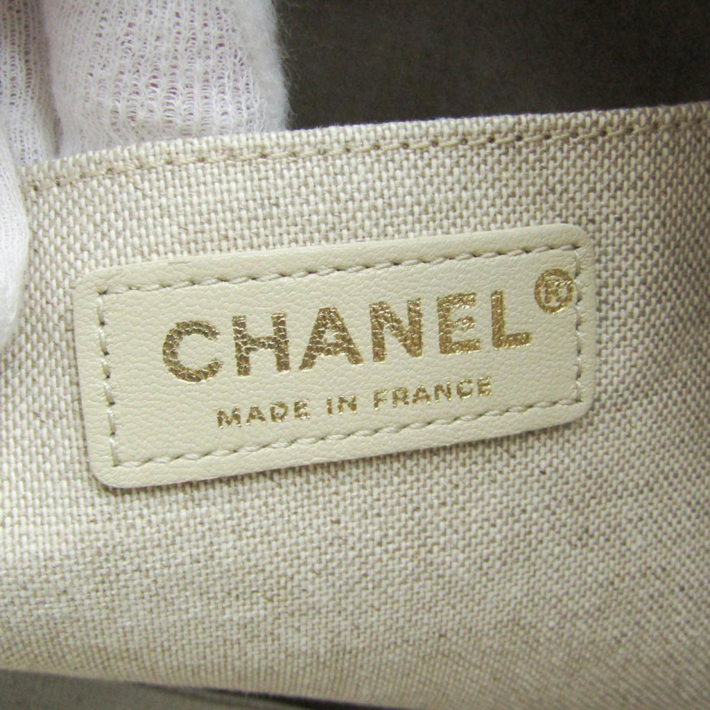 Chanel Multi-Color Pink Beige Canvas Leather Handbag Tote Bag (Pre-Owned)