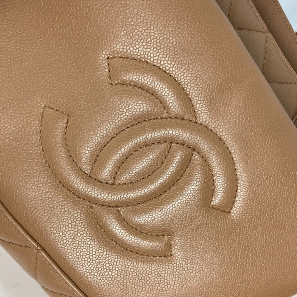 Chanel Beige Grained Calfskin Shoulder Bag Tote Bag (Pre-Owned)