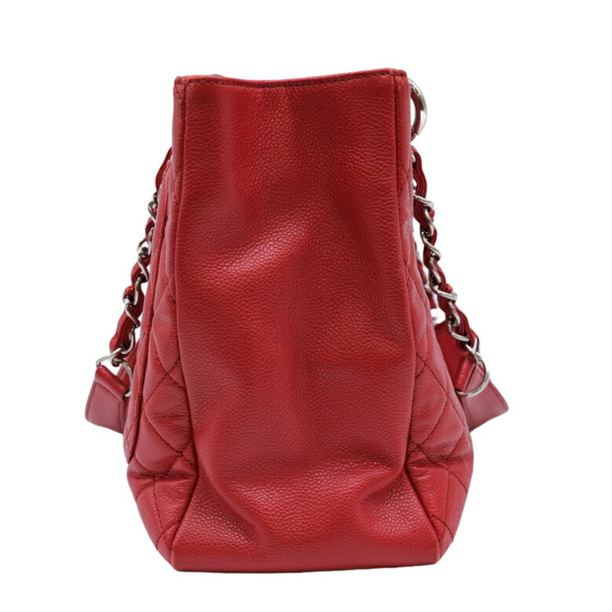 Chanel Red Color Caviar Leather Tote Bag (Pre-Owned)