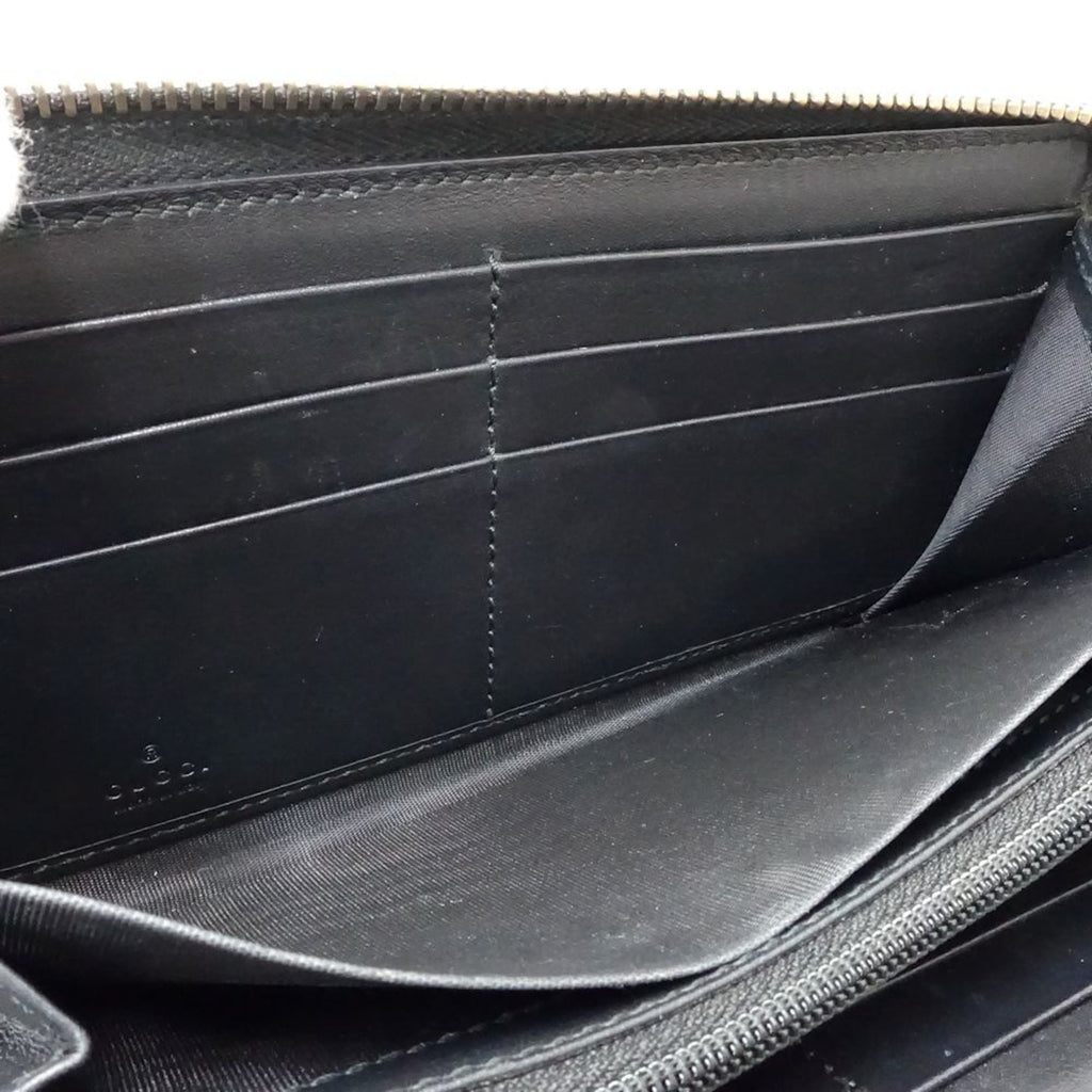 Gucci Animalier Black Leather Long Wallet (Bi-Fold) (Pre-Owned)