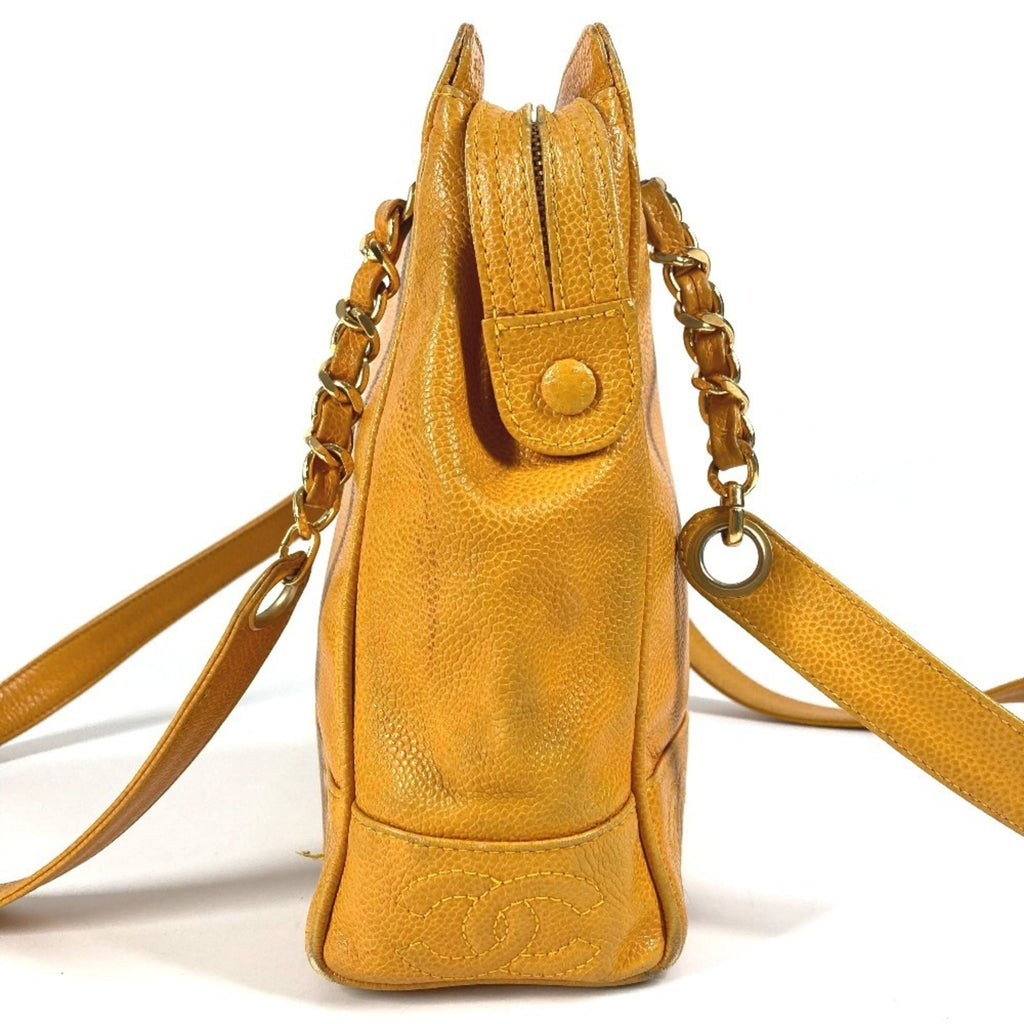 Chanel Yellow Grained Calfskin Shoulder Bag Tote Bag (Pre-Owned)