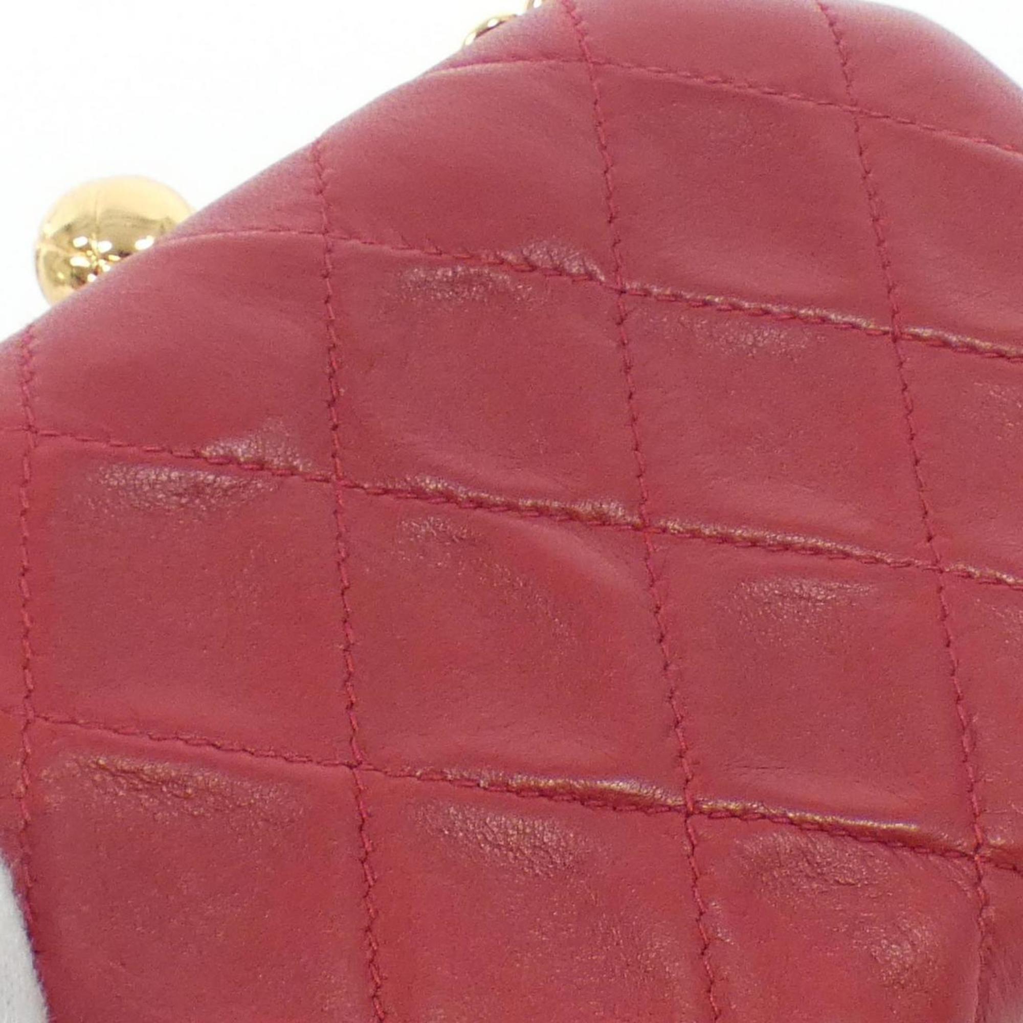 Chanel Red Color Leather Shoulder Bag (Pre-Owned)