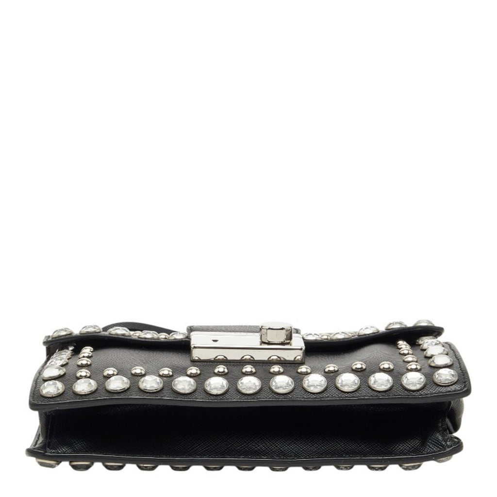 Prada Black Leather Handbag Shoulder Bag (Pre-Owned)
