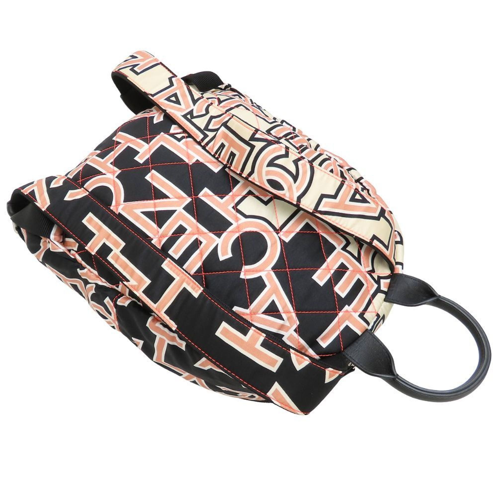 Chanel Black Ivory Pink Nylon Leather Backpack (Pre-Owned)