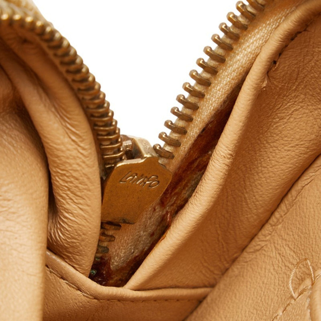 Chanel Beige Brown Canvas Leather Handbag (Pre-Owned)
