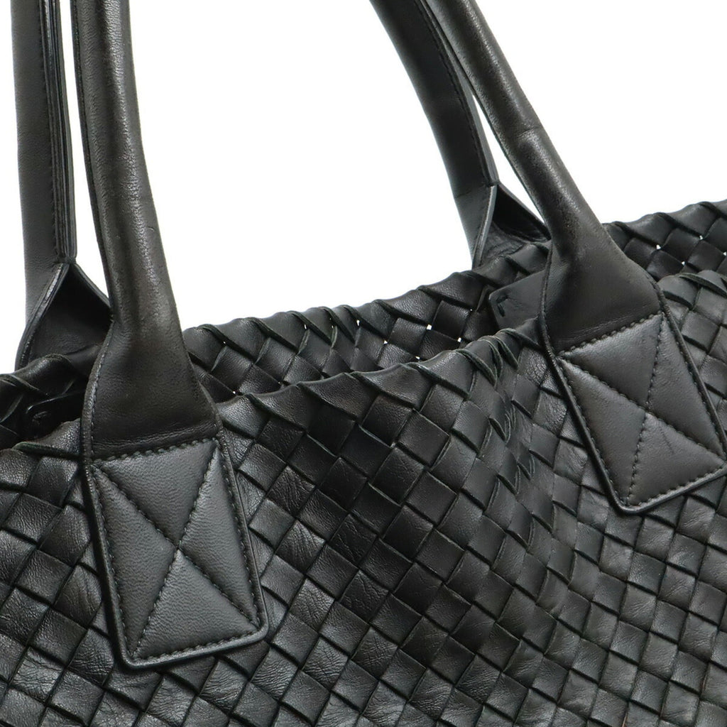 Bottega Veneta Intrecciato Black Brown Leather Tote Bag (Pre-Owned)