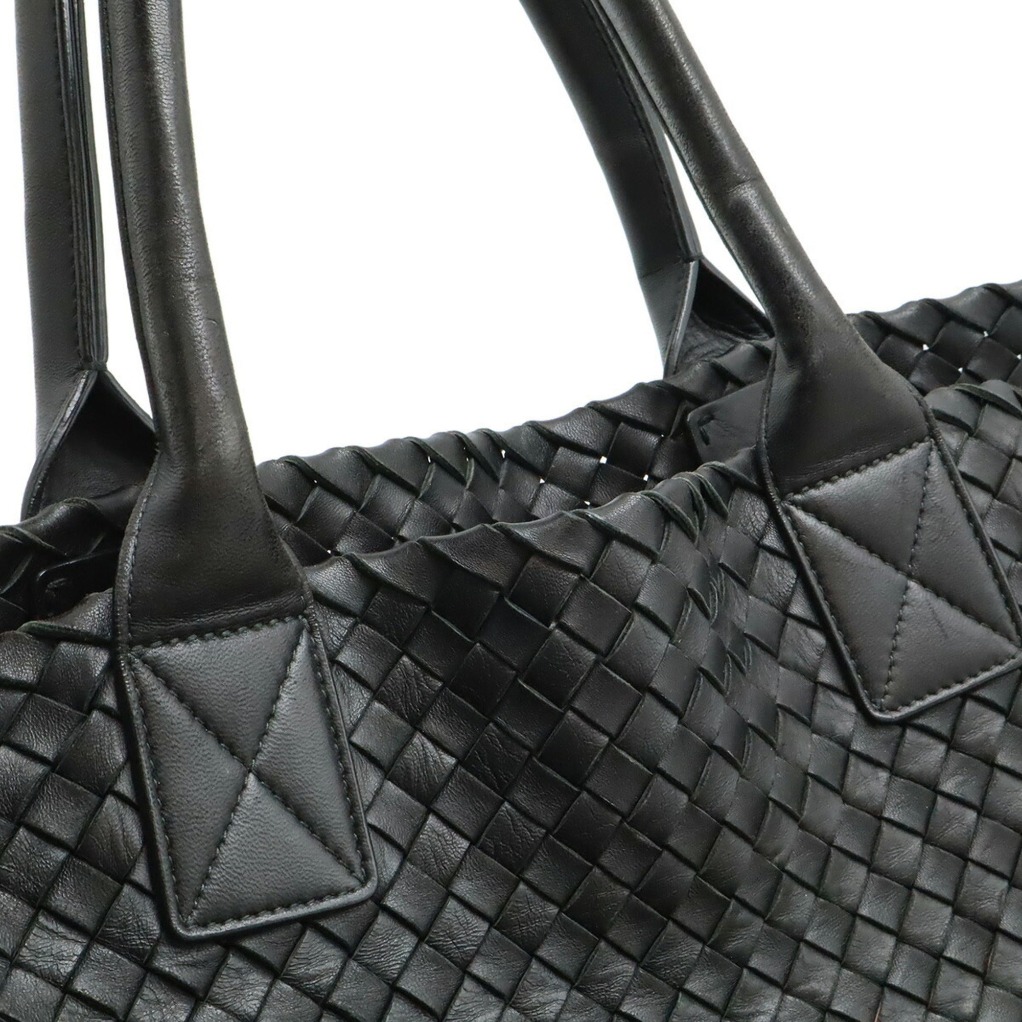 Bottega Veneta Intrecciato Black Brown Leather Tote Bag (Pre-Owned)