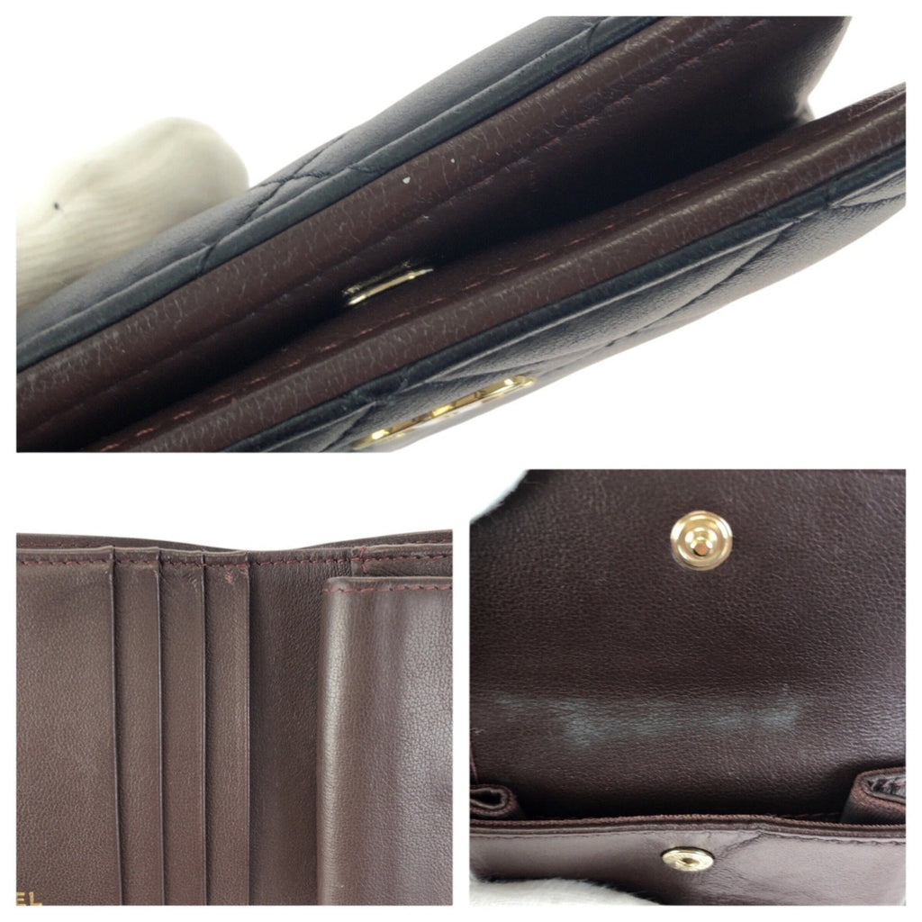 Chanel Matelasse Black Leather Wallet (Bi-Fold) (Pre-Owned)