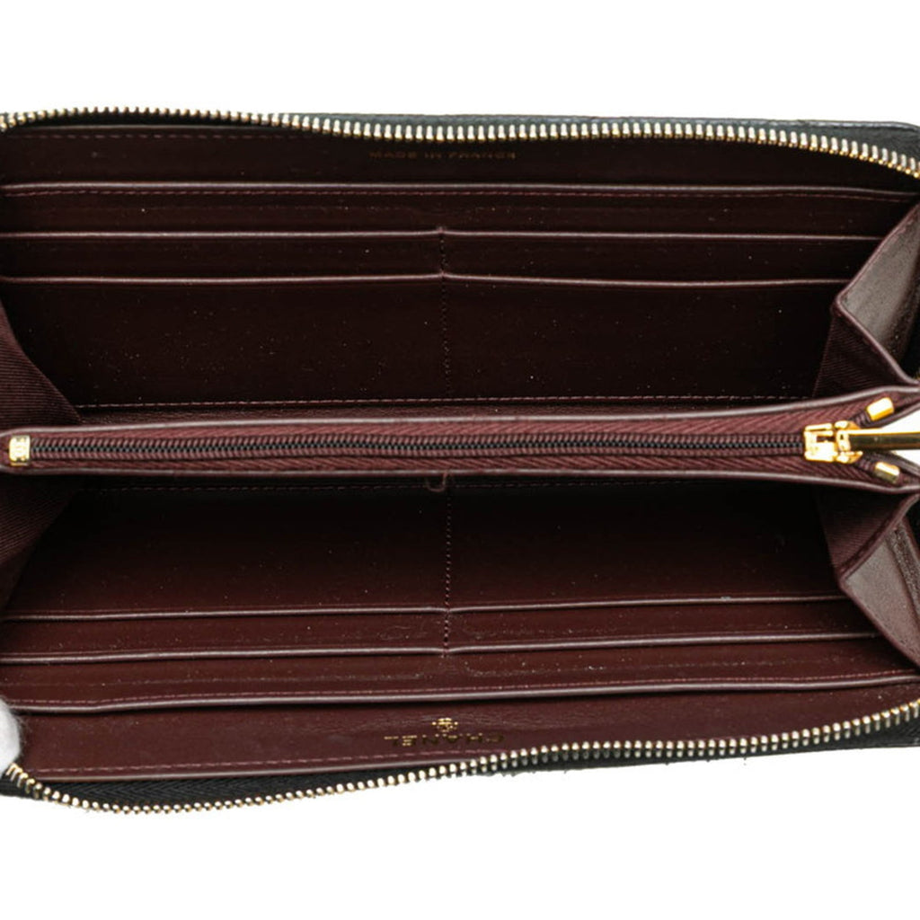 Chanel Black Grained Calfskin Long Wallet (Bi-Fold) (Pre-Owned)