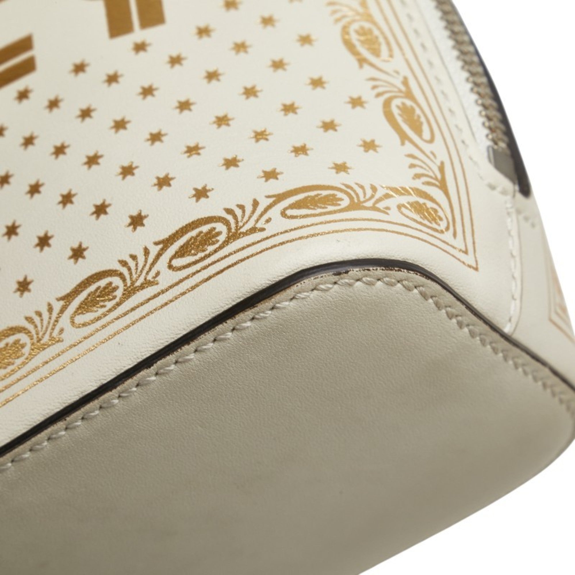 Gucci Gold White Leather Shoulder Bag (Pre-Owned)