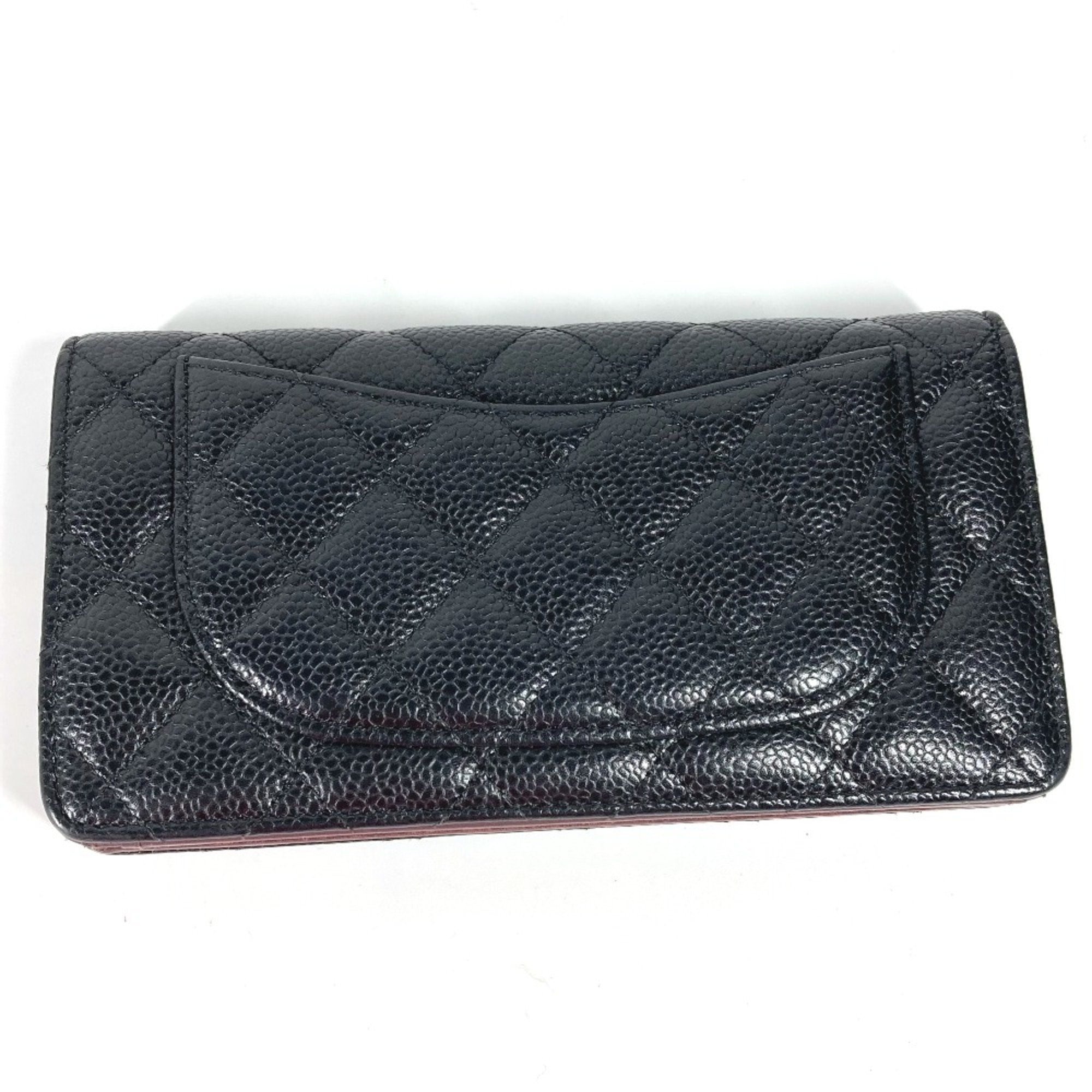Chanel Black Leather Long Wallet (Bi-Fold) (Pre-Owned)