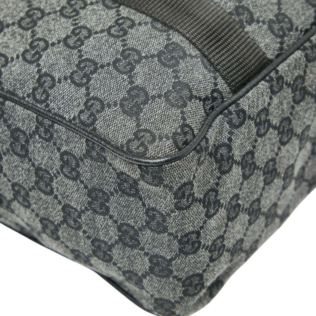 Gucci Black Gray Canvas Leather Handbag (Pre-Owned)
