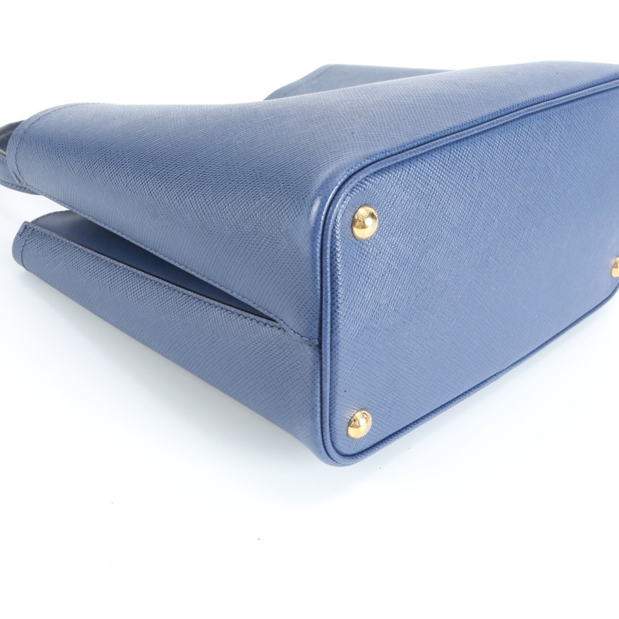 Prada Blue Leather Handbag Tote Bag (Pre-Owned)