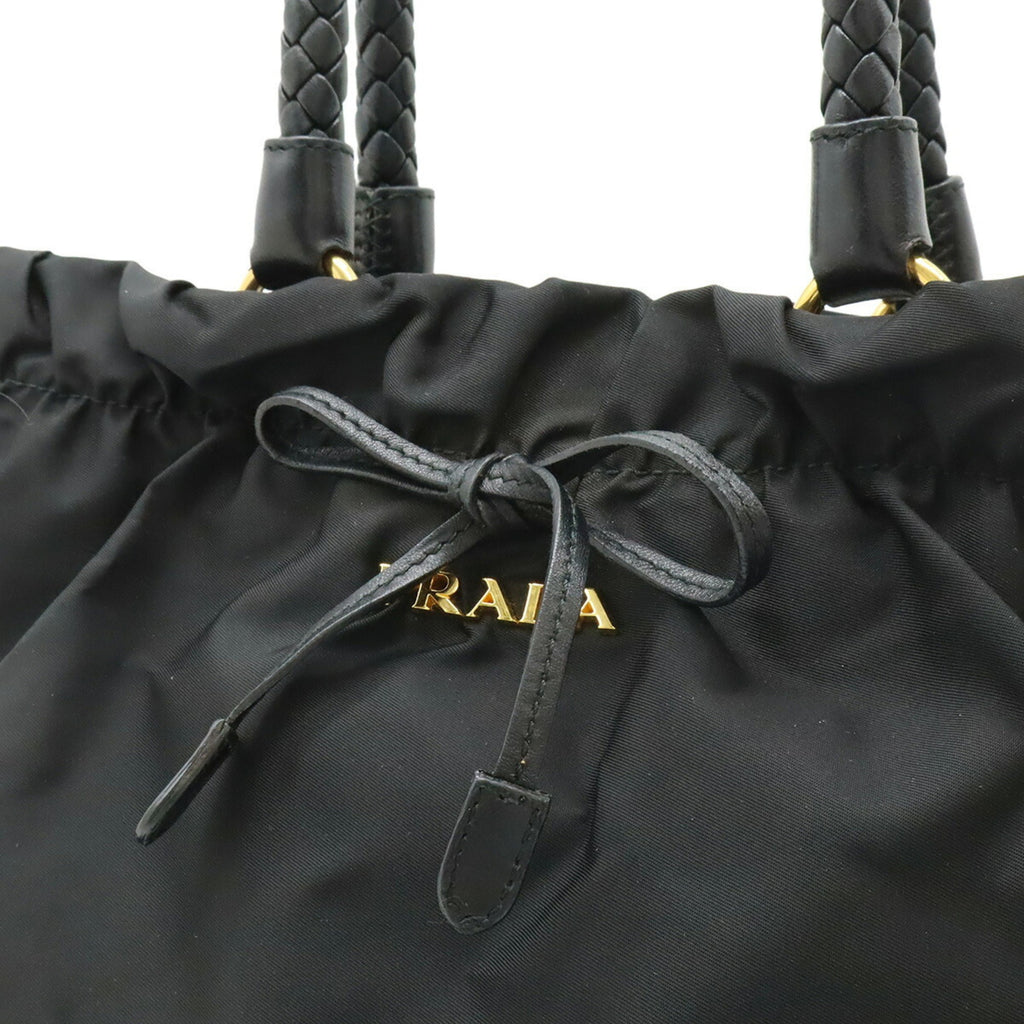 Prada Black Nero Nylon Leather Handbag Shoulder Bag Tote Bag (Pre-Owned)