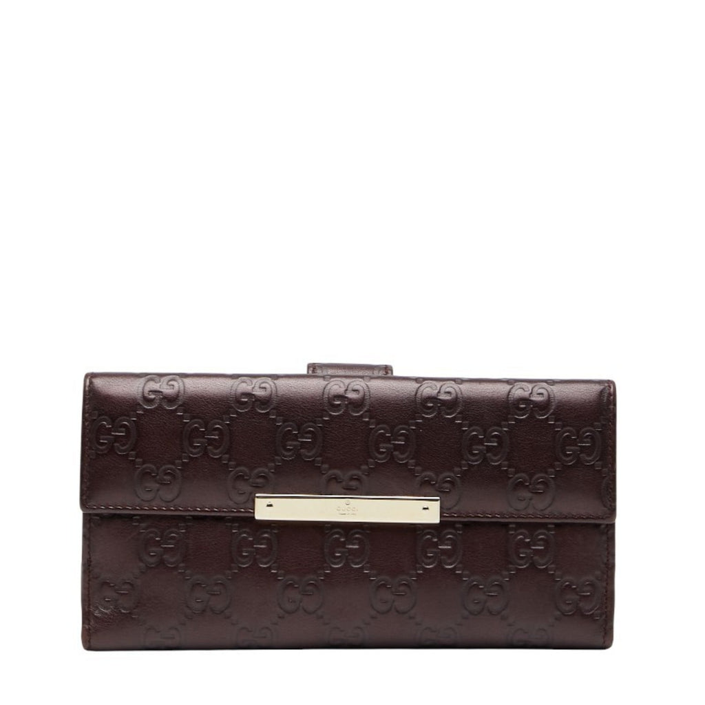 Gucci Brown Leather Long Wallet (Bi-Fold) (Pre-Owned)