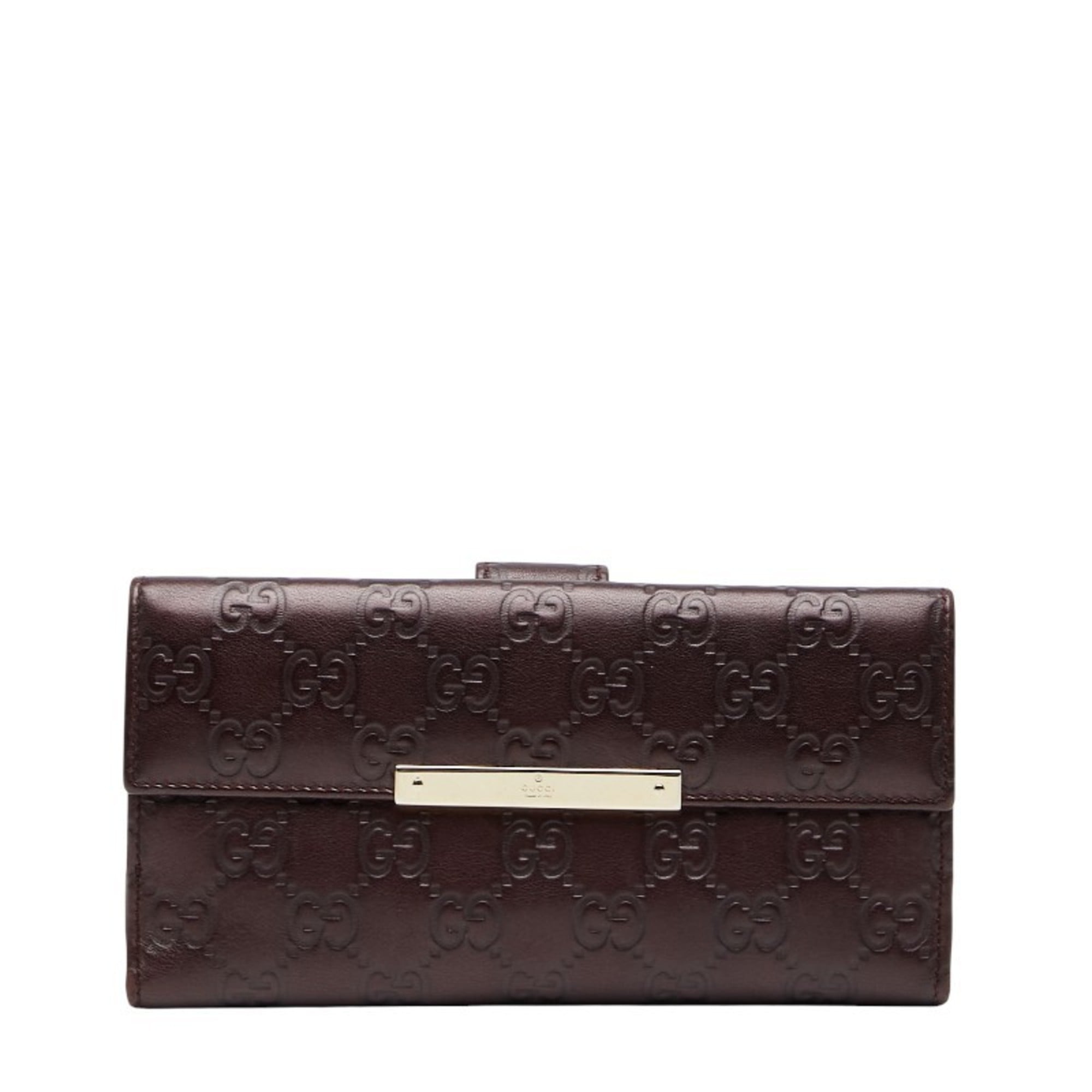 Gucci Brown Leather Long Wallet (Bi-Fold) (Pre-Owned)