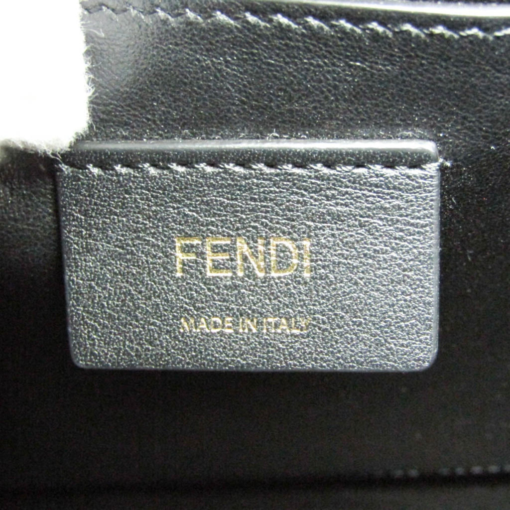 Fendi Black Light Beige Light Pink Leather Handbag Shoulder Bag (Pre-Owned)