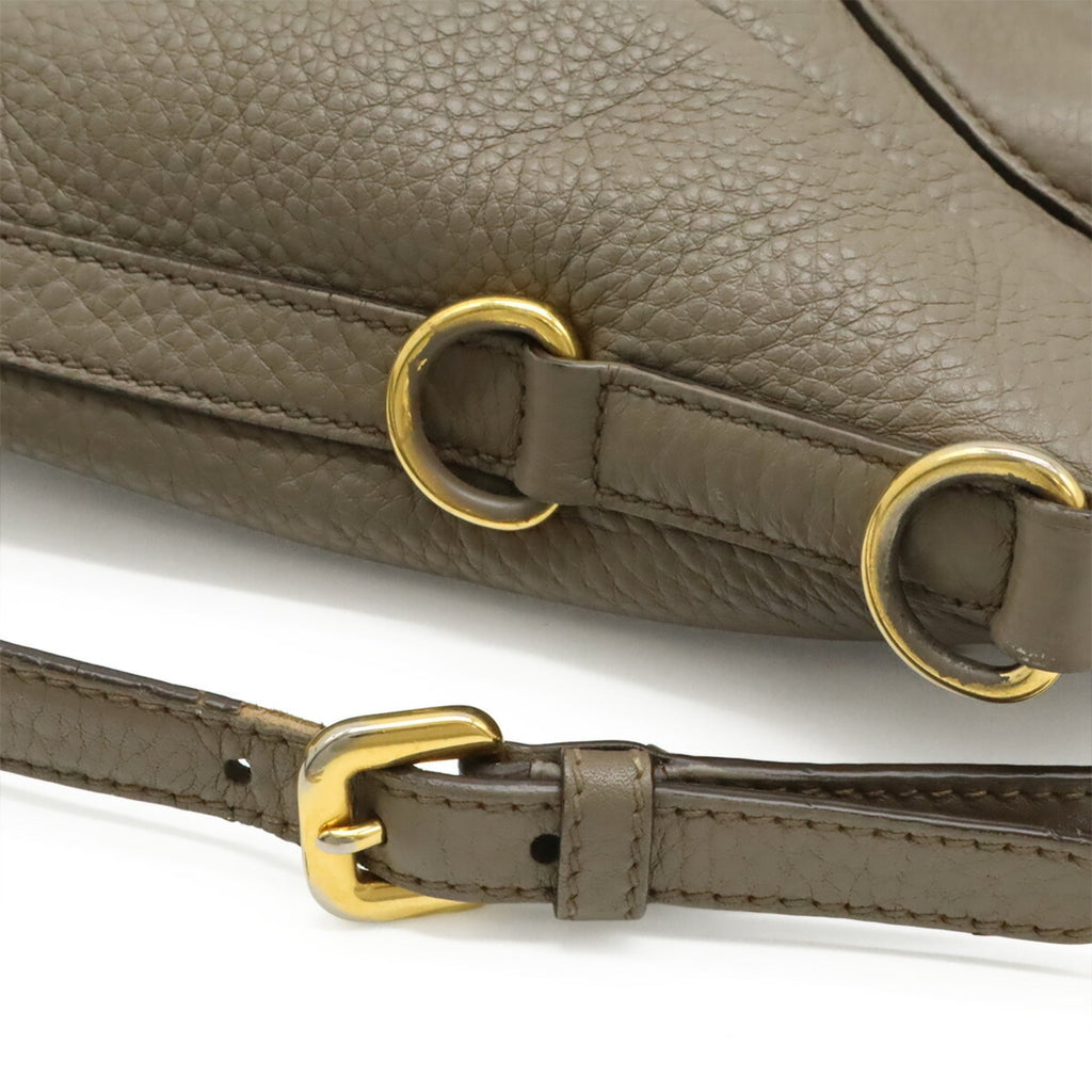 Prada Grayish Leather Shoulder Bag Tote Bag (Pre-Owned)