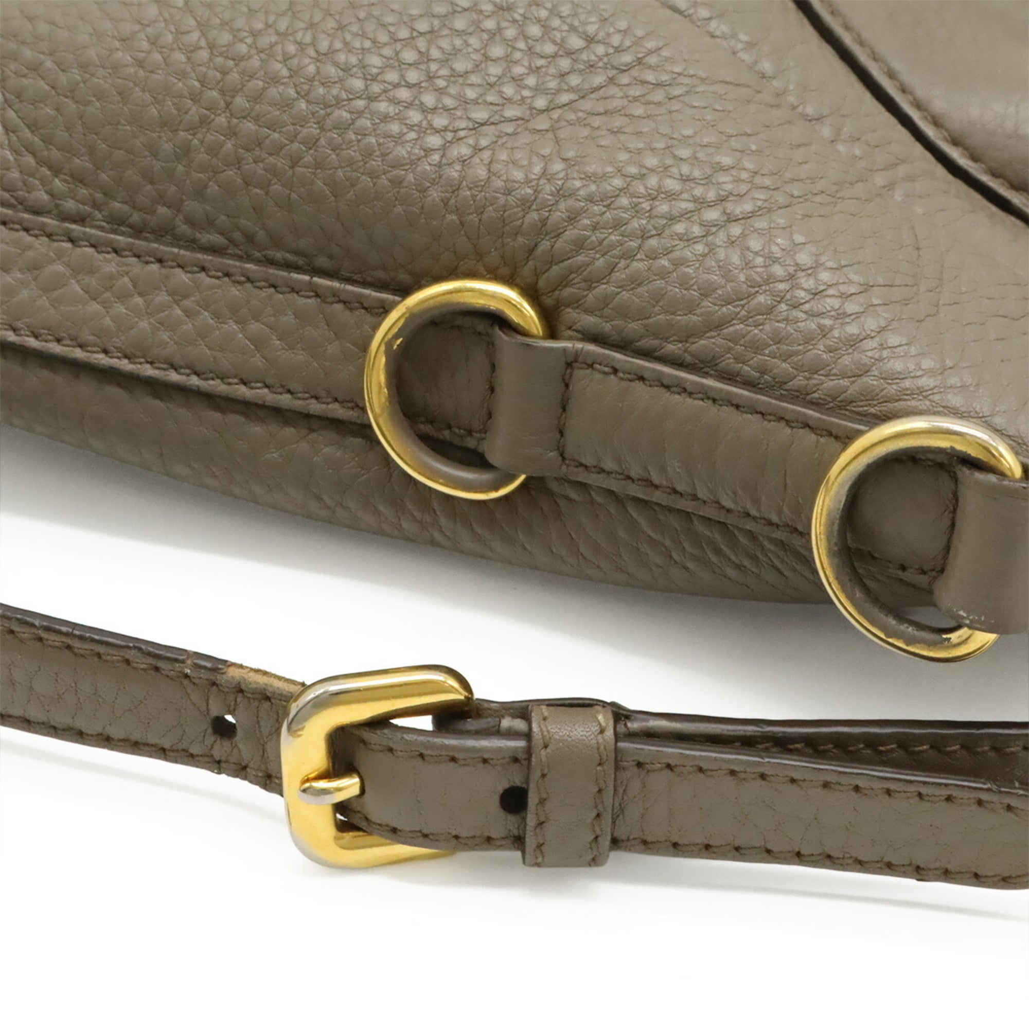 Prada Grayish Leather Shoulder Bag Tote Bag (Pre-Owned)