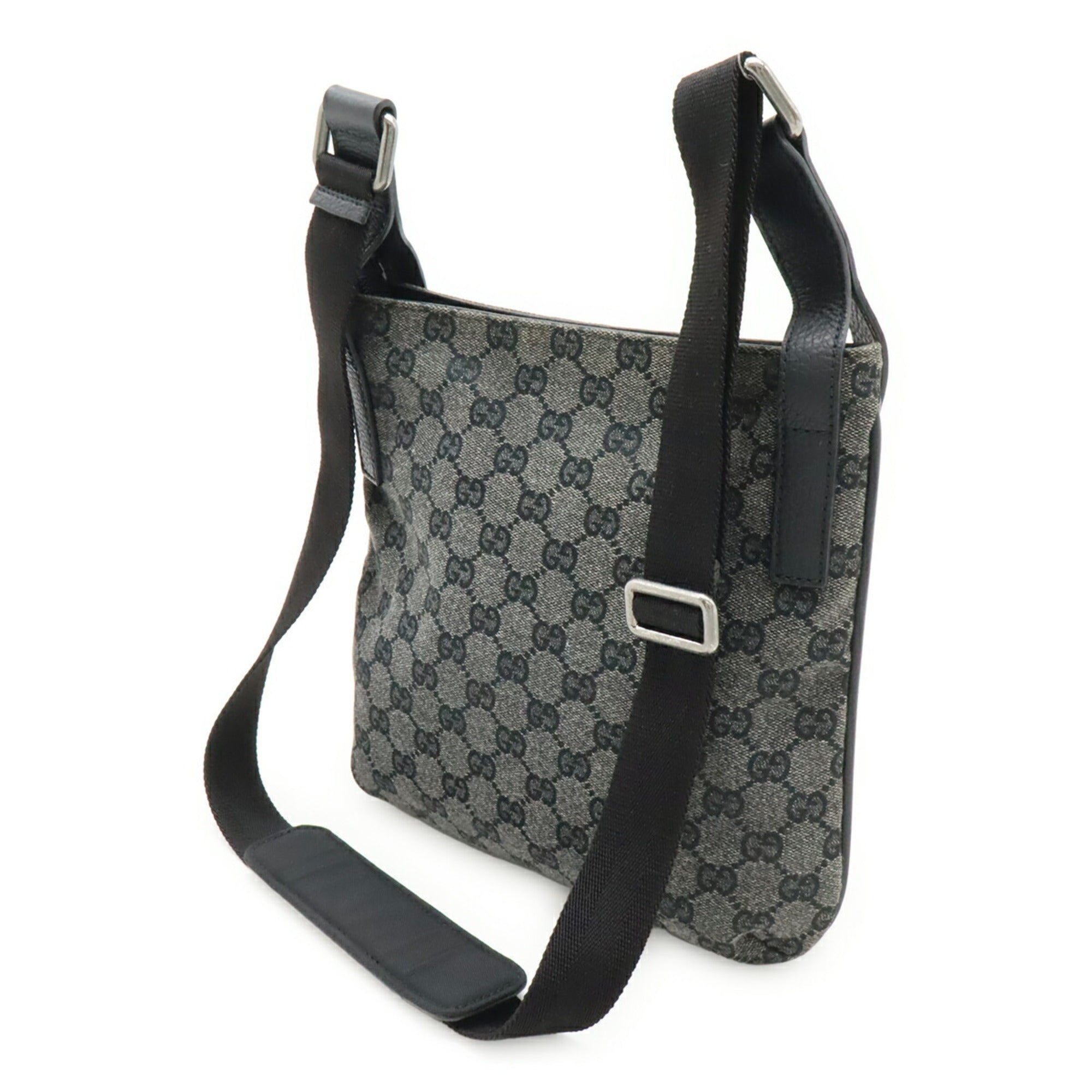 Gucci Dark Gray Gg Canvas Shoulder Bag (Pre-Owned)