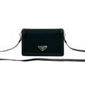 Prada Black Nylon Leather Handbag Shoulder Bag (Pre-Owned)