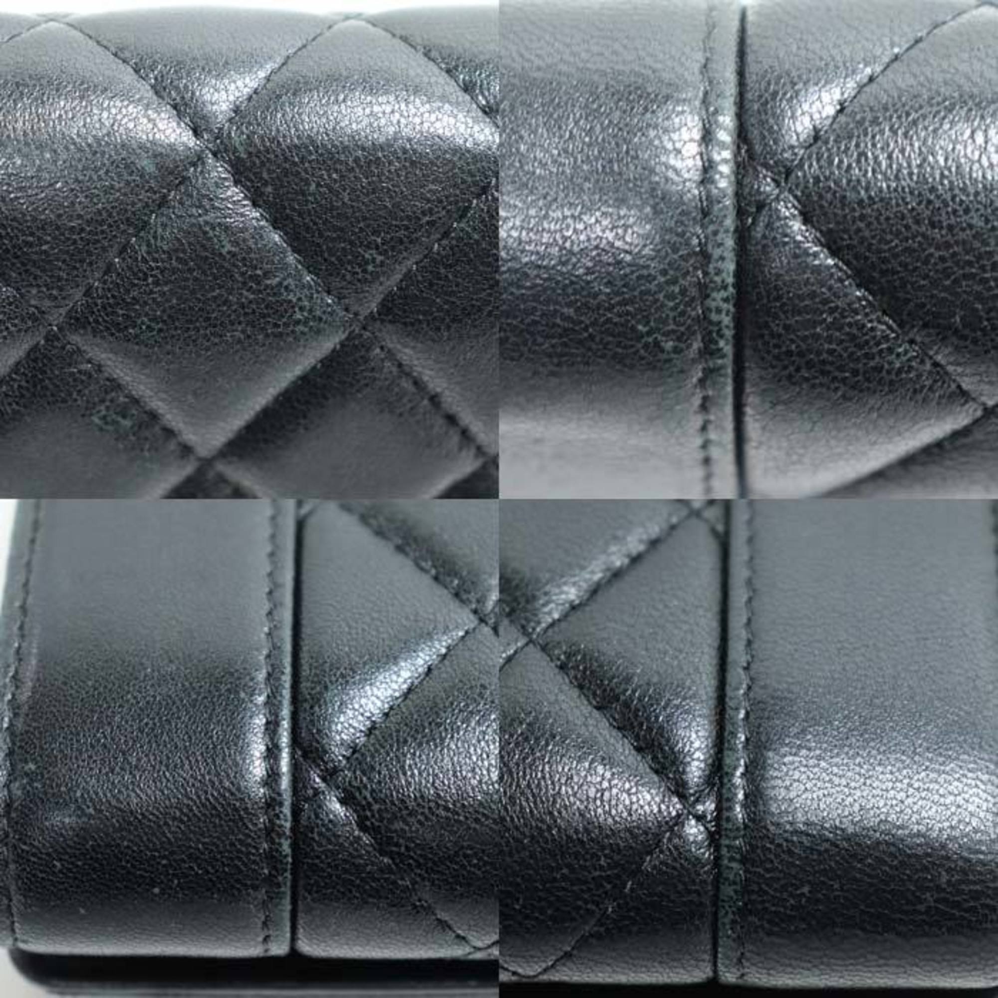 Chanel Black Leather Long Wallet (Bi-Fold) (Pre-Owned)