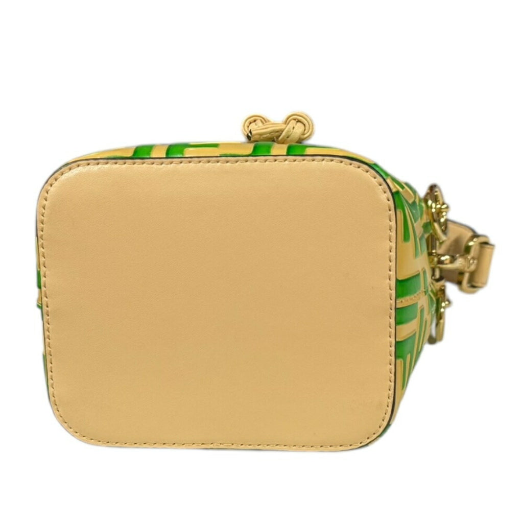 Fendi Beige Green Leather Shoulder Bag (Pre-Owned)
