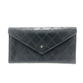 Chanel Black Leather Long Wallet (Bi-Fold) (Pre-Owned)