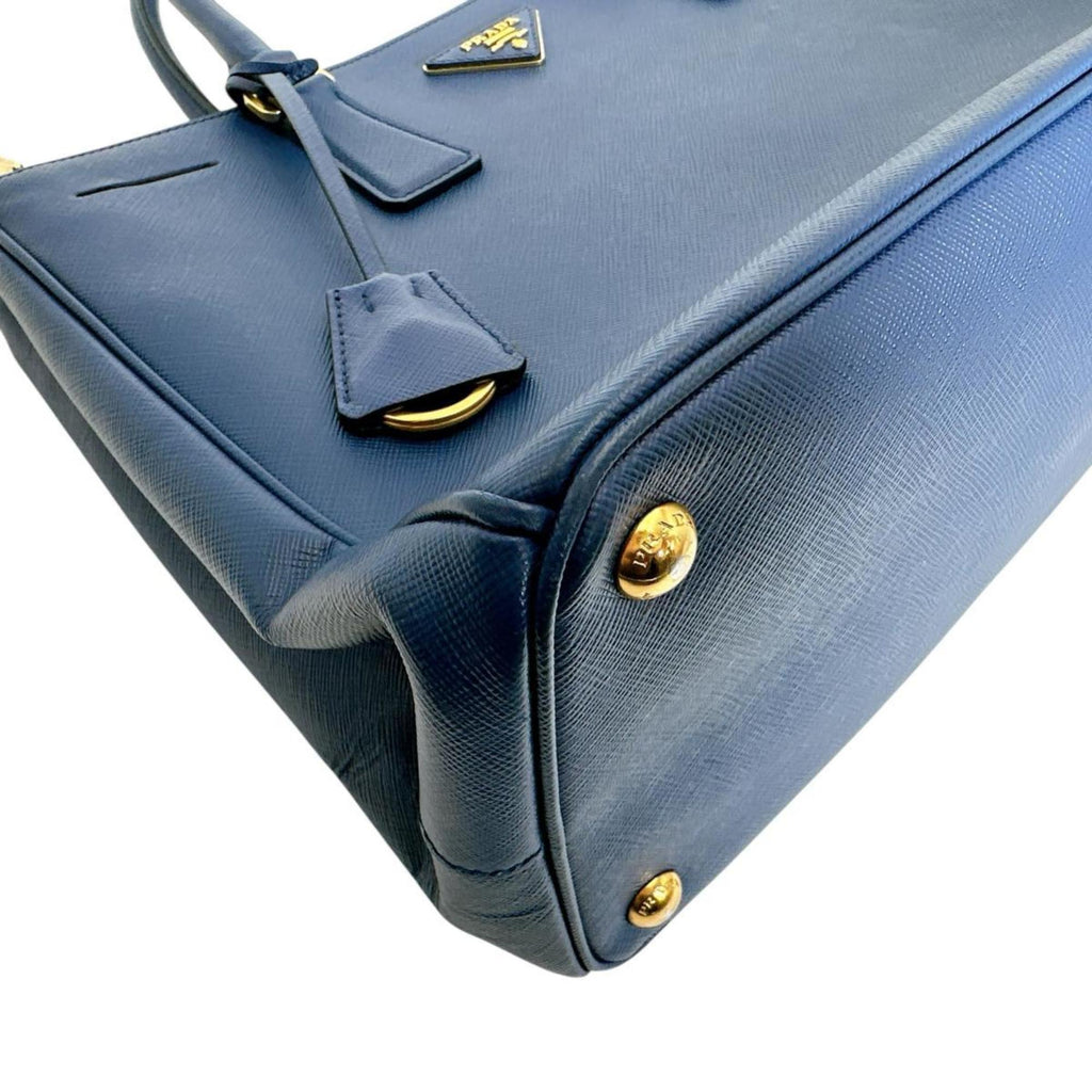 Prada Blue Leather Handbag Shoulder Bag (Pre-Owned)