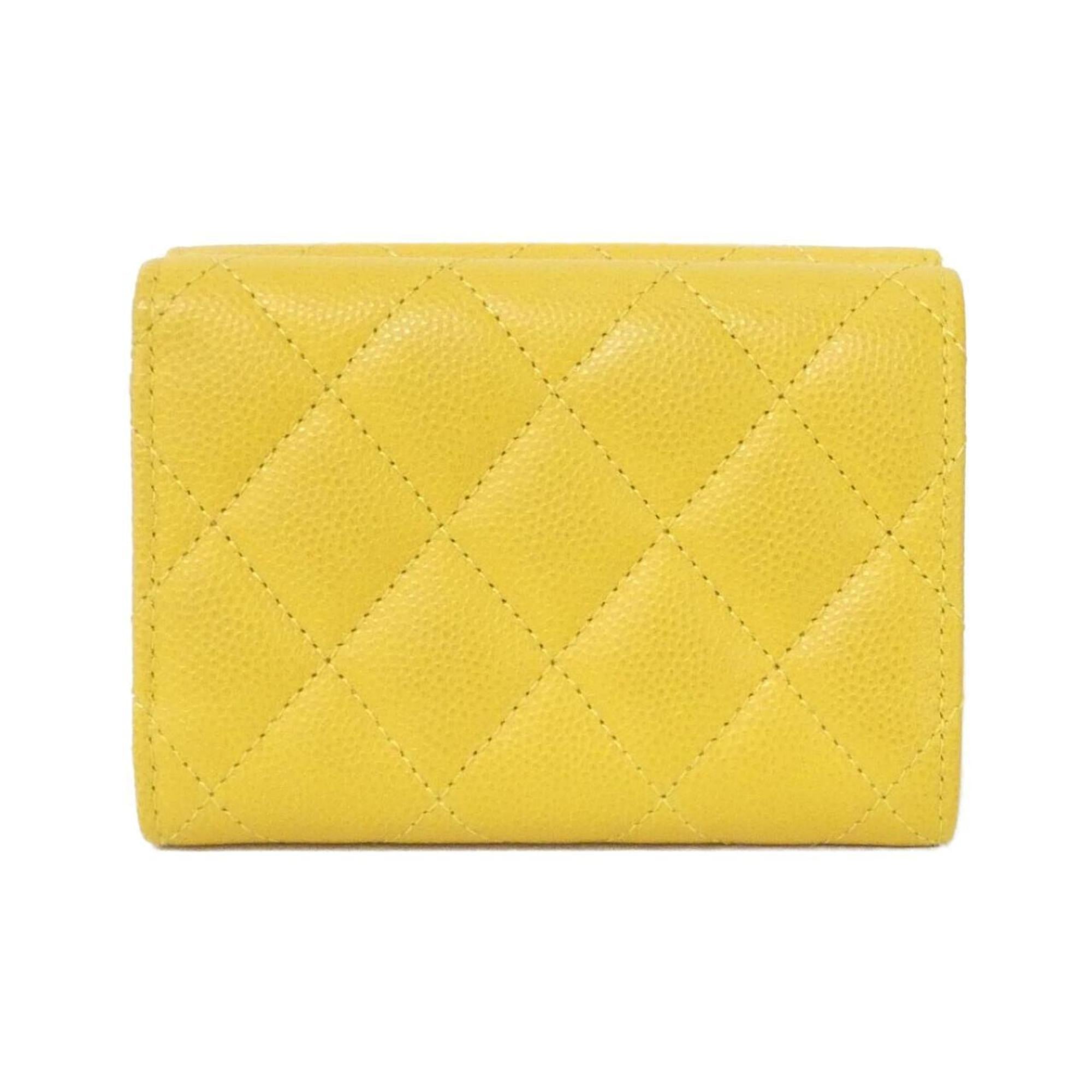 Chanel Dark Yellow Grained Calfskin Wallet (Bi-Fold) (Pre-Owned)