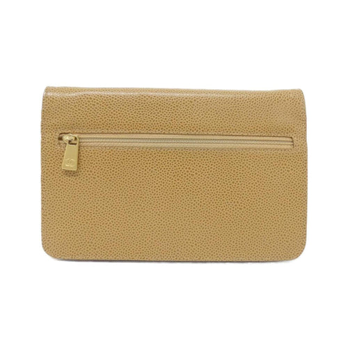 Chanel Beige Grained Calfskin Chain/Shoulder Wallet (Pre-Owned)