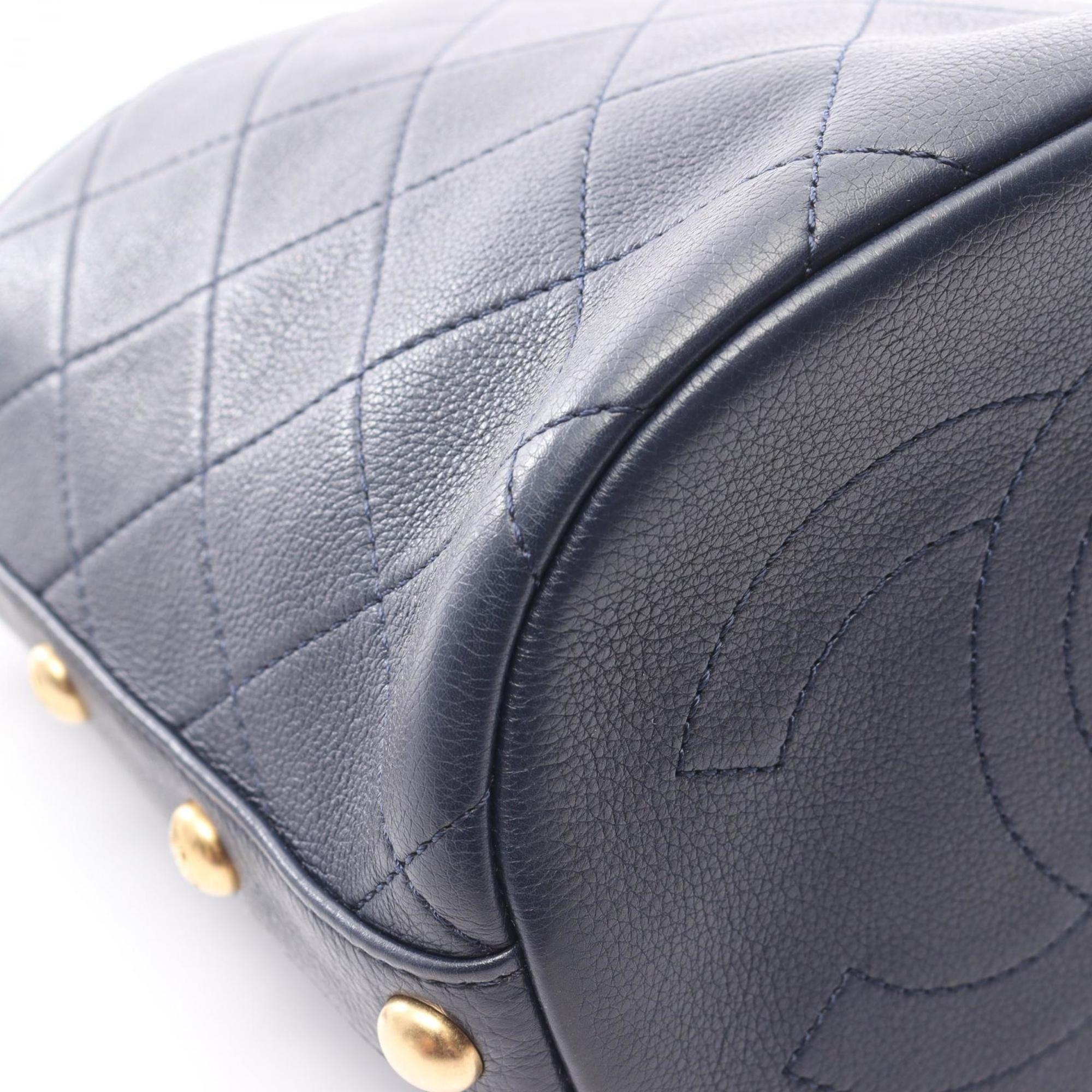 Chanel Multi-Color Navy Leather Fabric Shoulder Bag (Pre-Owned)